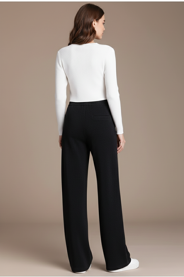 Pantalon Baggy Noir Ample Côtelé Confortable Femme - Maille - vue 2
