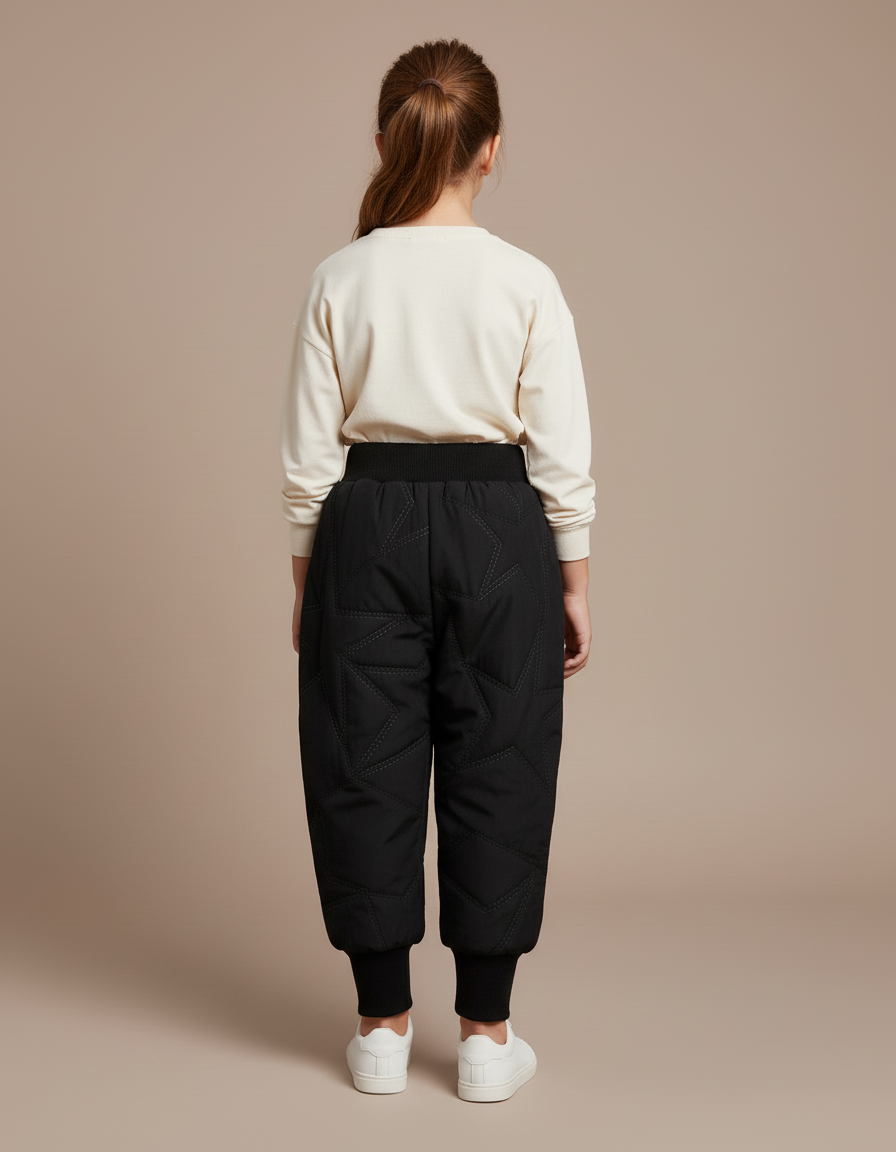 Pantalon Baggy Noir Matelassé Étoiles Chaud Enfant - Polyester - vue 2