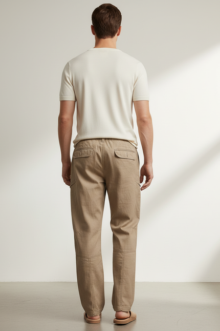 Pantalon Baggy Kaki Coton Cargo Ample Homme Décontracté - vue 2