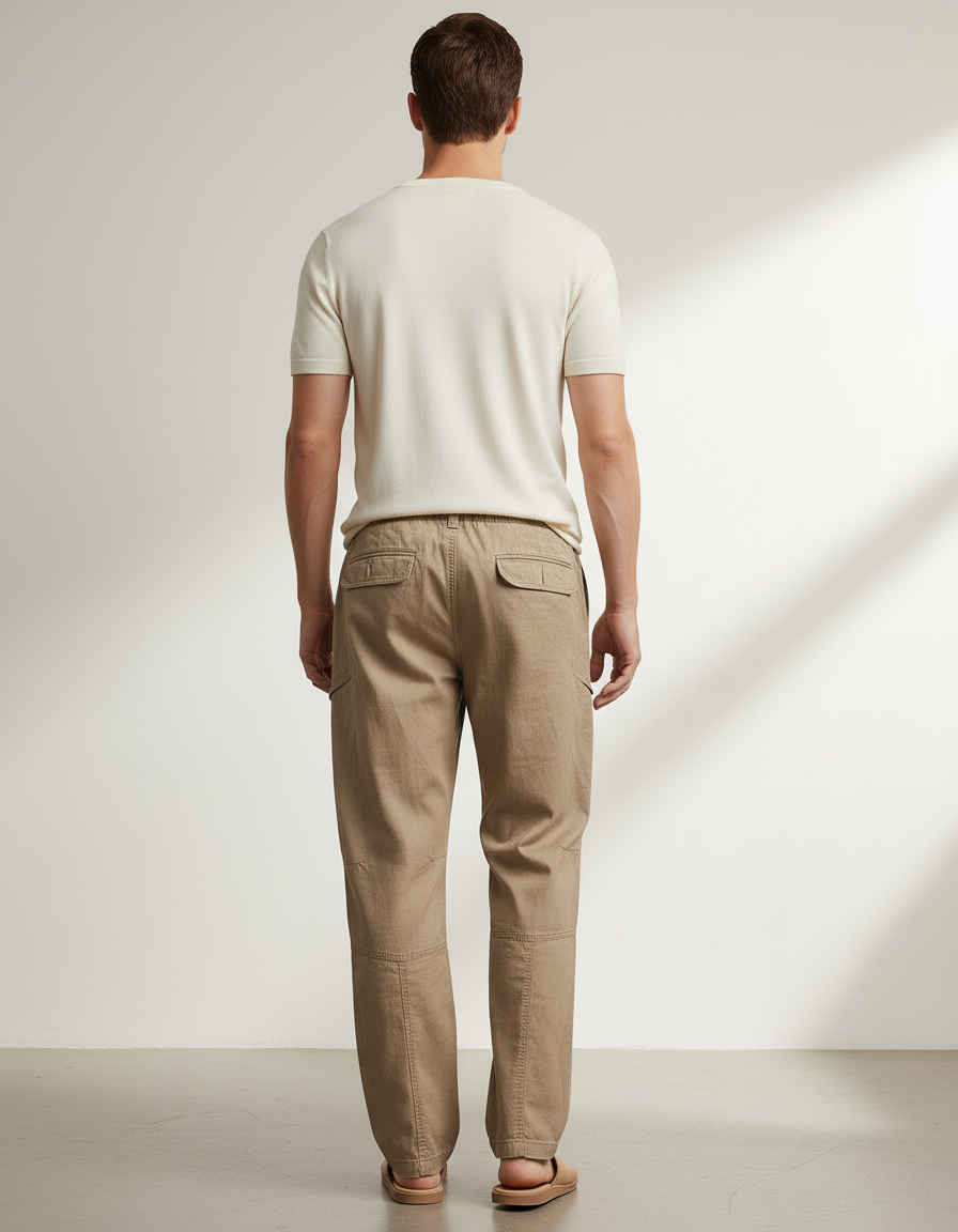Pantalon Baggy Kaki Coton Cargo Ample Homme Décontracté - vue 2