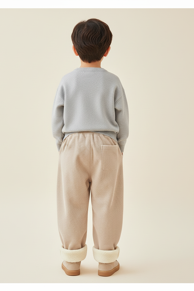 Pantalon Baggy Côtelé Beige Ample Doublé Hiver - Cordé - vue 2