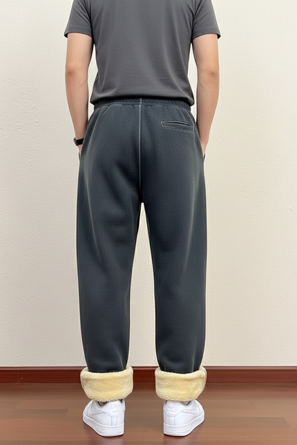 Pantalon Baggy Gris Foncé Molletonné Doublé Chaud Homme - vue 2
