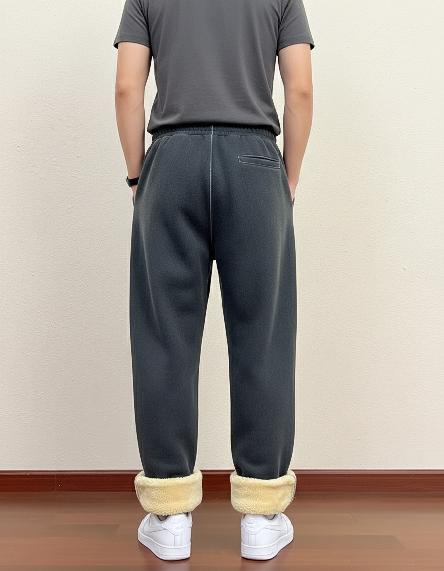 Pantalon Baggy Gris Foncé Molletonné Doublé Chaud Homme - vue 2