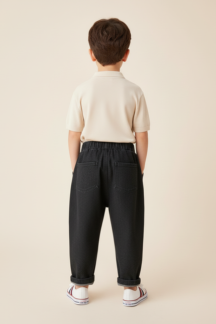 Pantalon Baggy Gris Foncé Ample Décontracté Enfant - Jean - vue 2