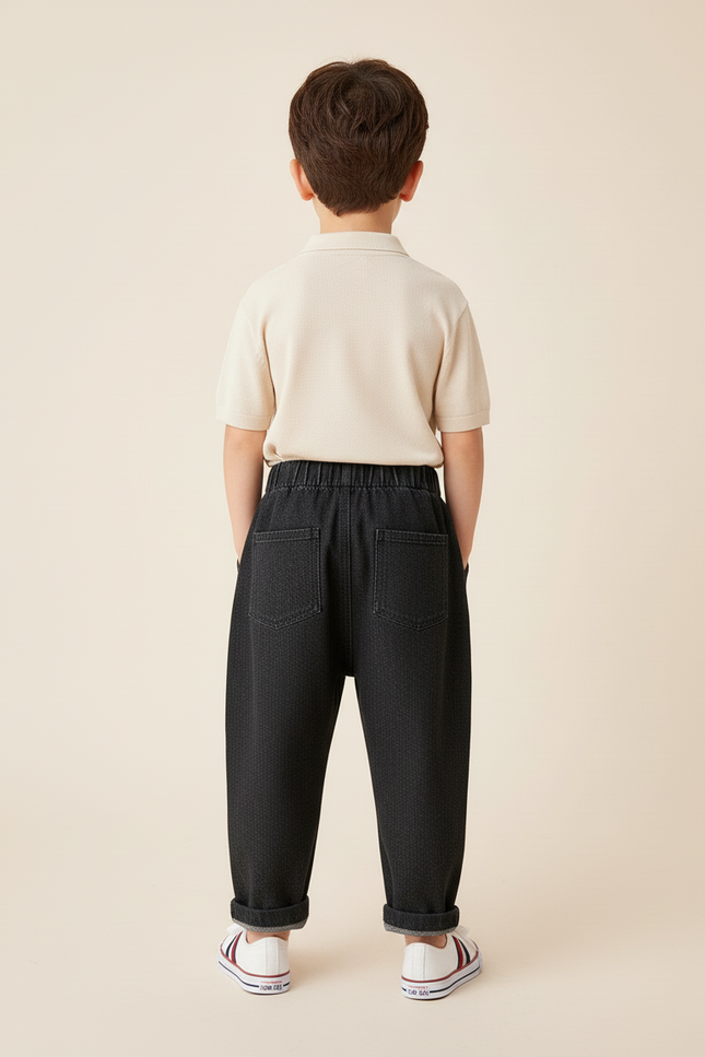 Pantalon Baggy Gris Foncé Ample Décontracté Enfant - Jean - vue 2