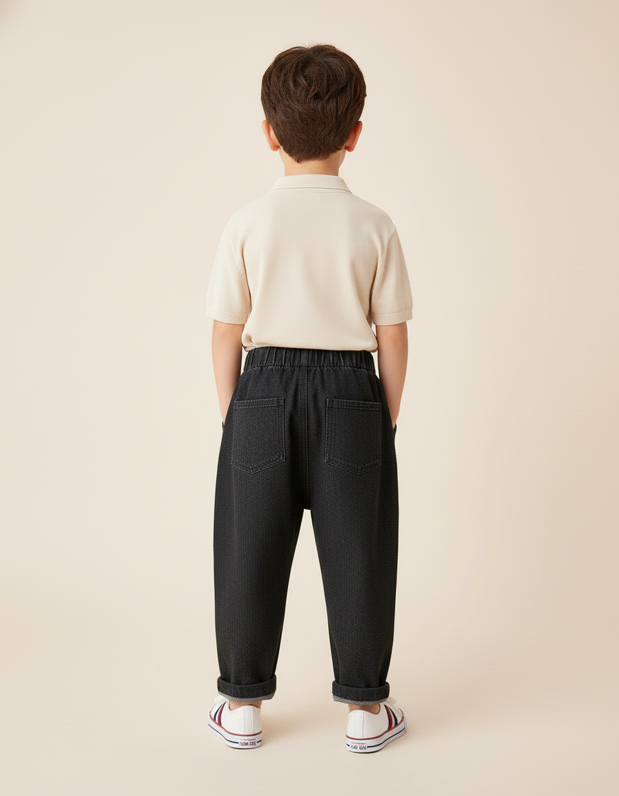 Pantalon Baggy Gris Foncé Ample Décontracté Enfant - Jean - vue 2