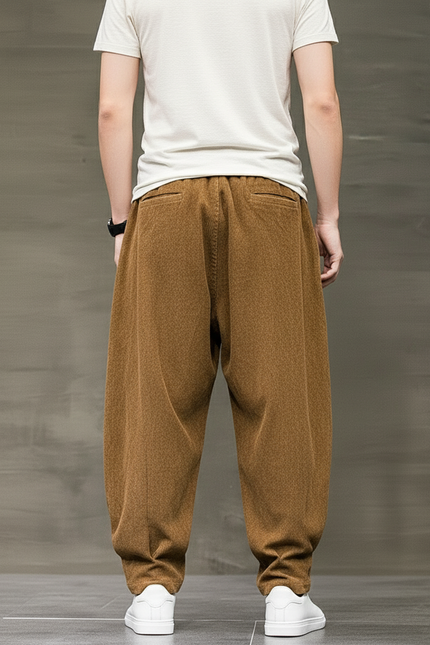 Pantalon Baggy Marron Côtelé Ample Décontracté Hiver - Cordé - vue 2