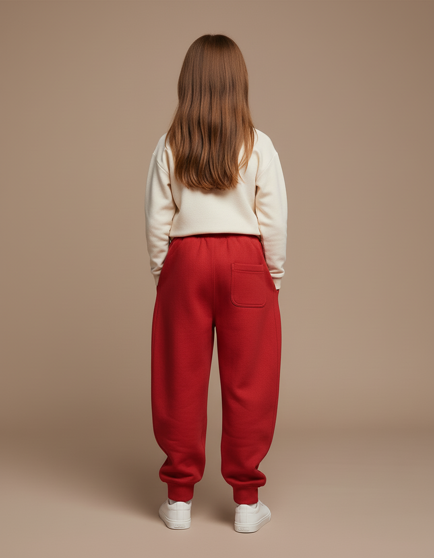 Pantalon Baggy Rouge Molleton Imprimé Ample Enfant - vue 2