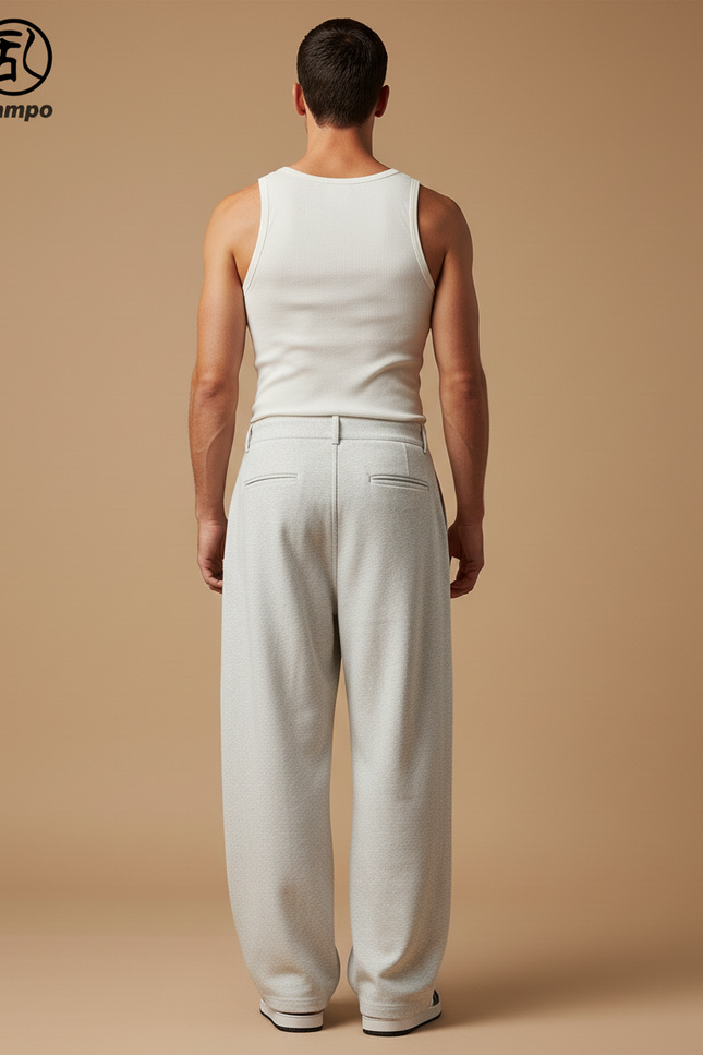 Pantalon Baggy Gris Clair Ample Décontracté Homme - Molleton - vue 2