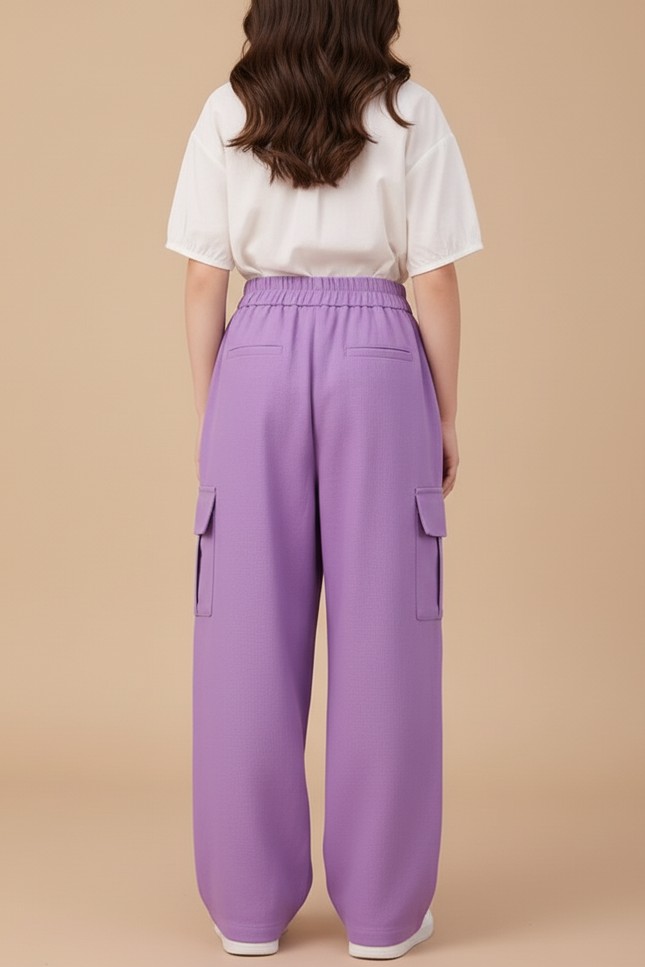 Pantalon Baggy Violet Ample Cargo Enfant Décontracté - Polyester - vue 2