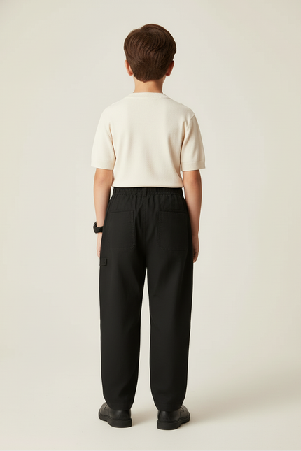 Pantalon Baggy Noir Ample Coton Cargo Enfant - vue 2