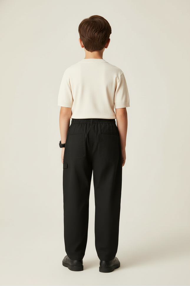 Pantalon Baggy Noir Ample Coton Cargo Enfant - vue 2