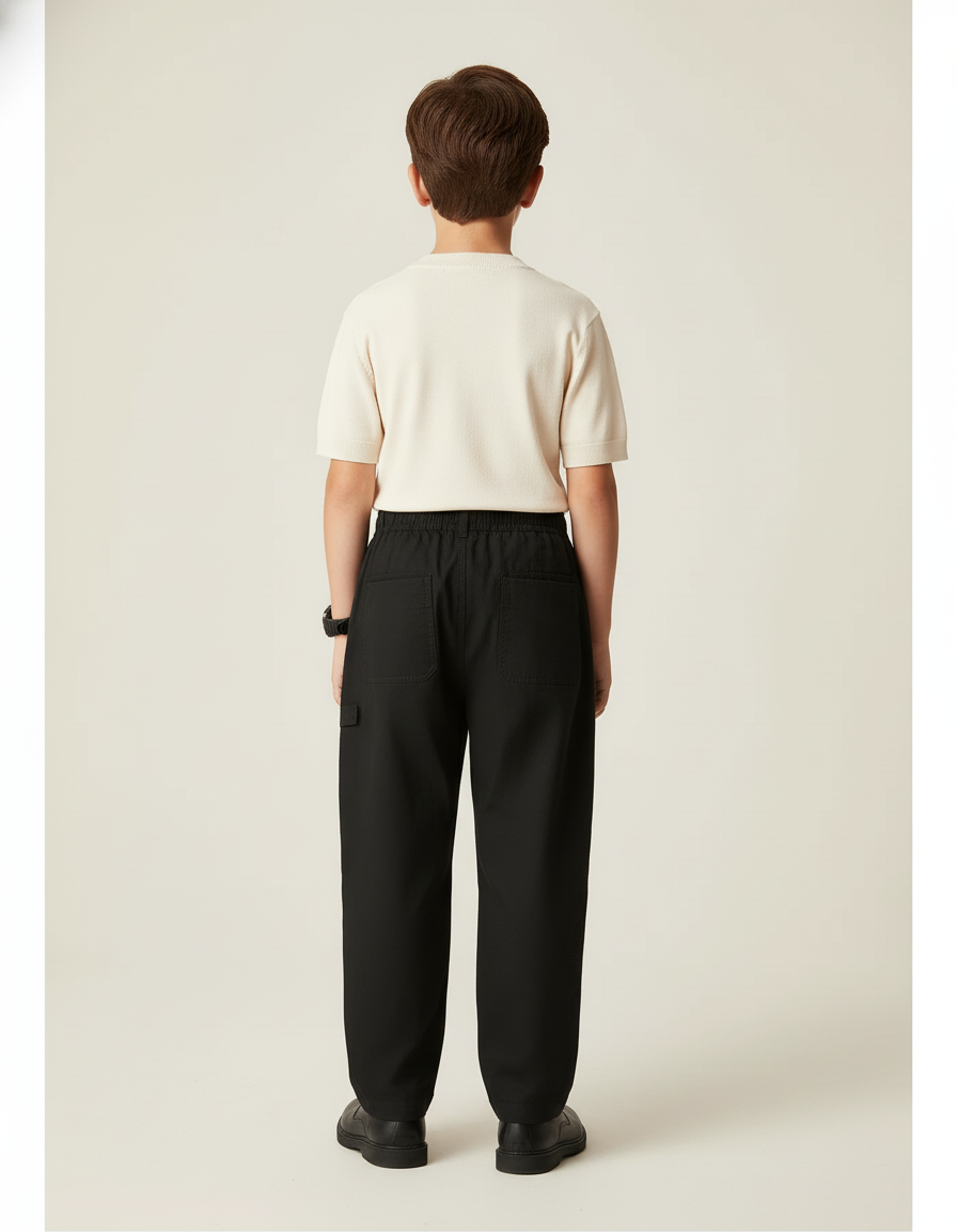 Pantalon Baggy Noir Ample Coton Cargo Enfant - vue 2