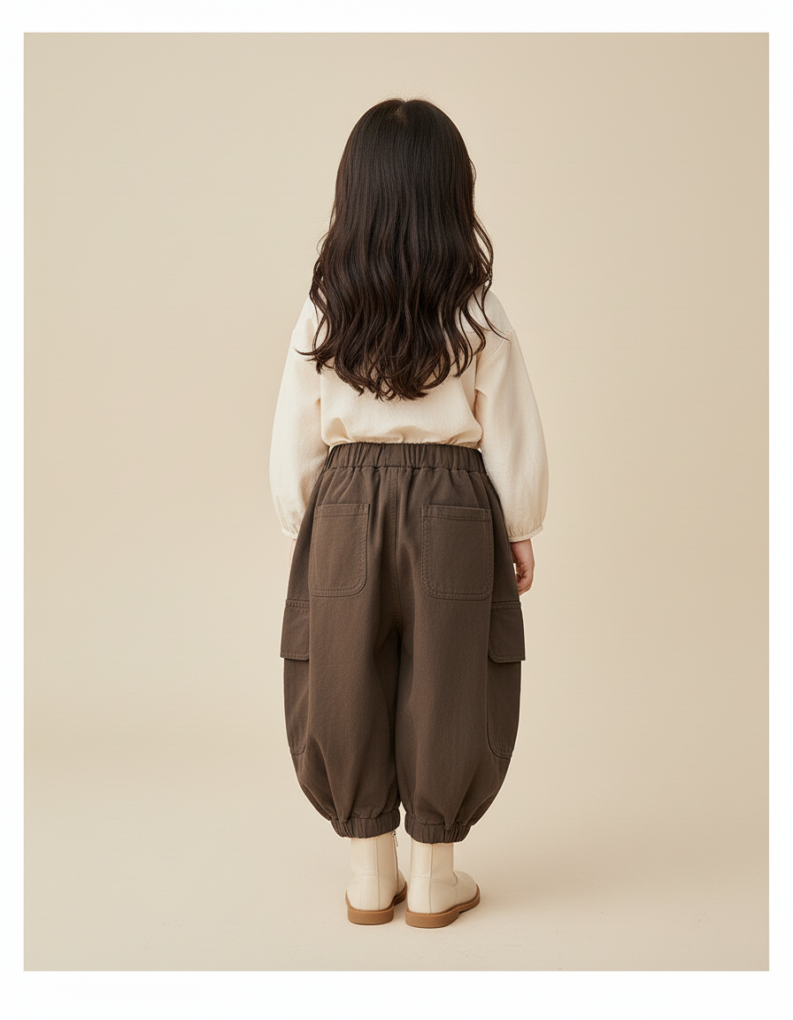 Pantalon Baggy Marron Cargo Ample Enfant Décontracté Coton - vue 2