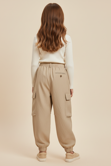 Pantalon Baggy Beige Cargo Ample Confortable Enfant - Tweed - vue 2