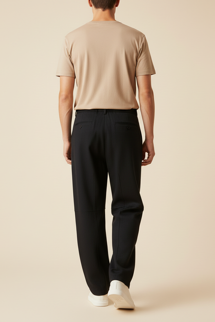 Pantalon Baggy Noir Ample Droit Décontracté Homme - Gabardine - vue 2