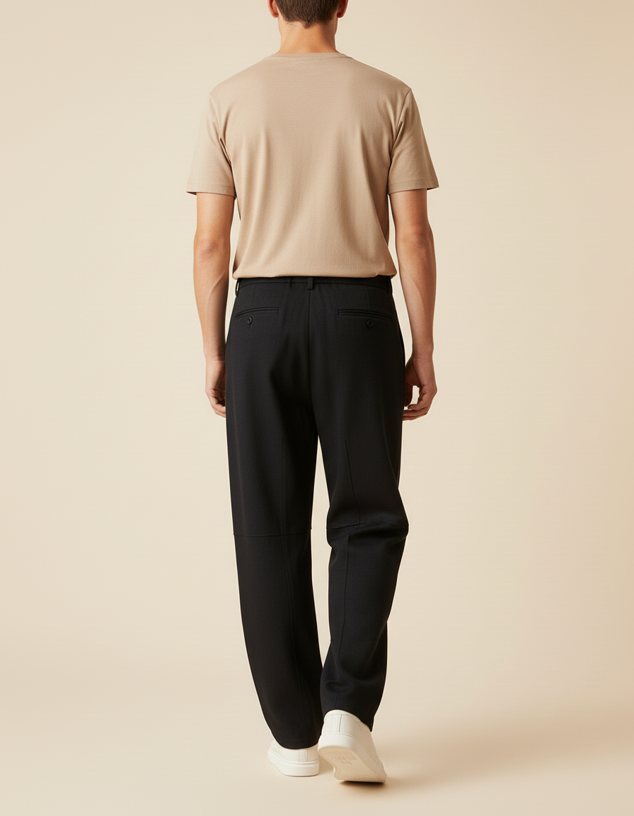 Pantalon Baggy Noir Ample Droit Décontracté Homme - Gabardine - vue 2
