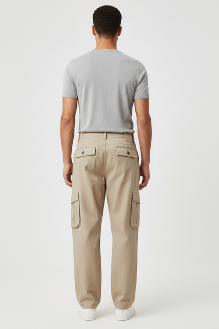 Pantalon Baggy Kaki Cargo Coton Ample Poches Homme - vue 2