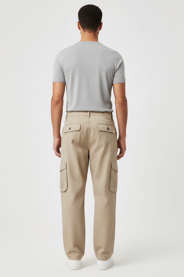 Pantalon Baggy Kaki Cargo Coton Ample Poches Homme - vue 2