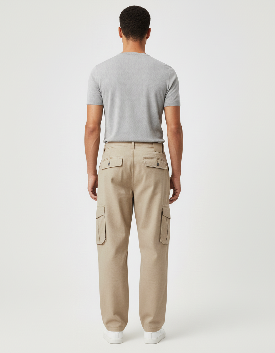 Pantalon Baggy Kaki Cargo Coton Ample Poches Homme - vue 2