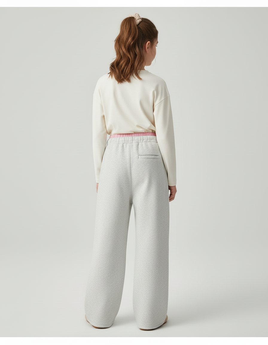 Pantalon Baggy Gris Chiné Ample Coton Enfant - Molleton - vue 2