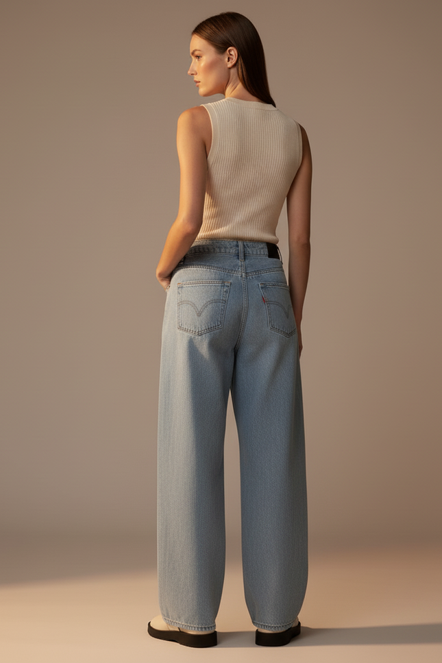 Pantalon Baggy Jean Clair Ample Manga Rouge - Bleu - vue 2