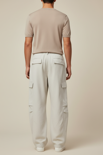 Pantalon Baggy Homme Beige Cargo - Gris Toile - vue 2