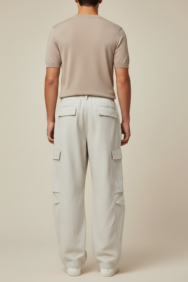 Pantalon Baggy Homme Beige Cargo - Gris Toile - vue 2