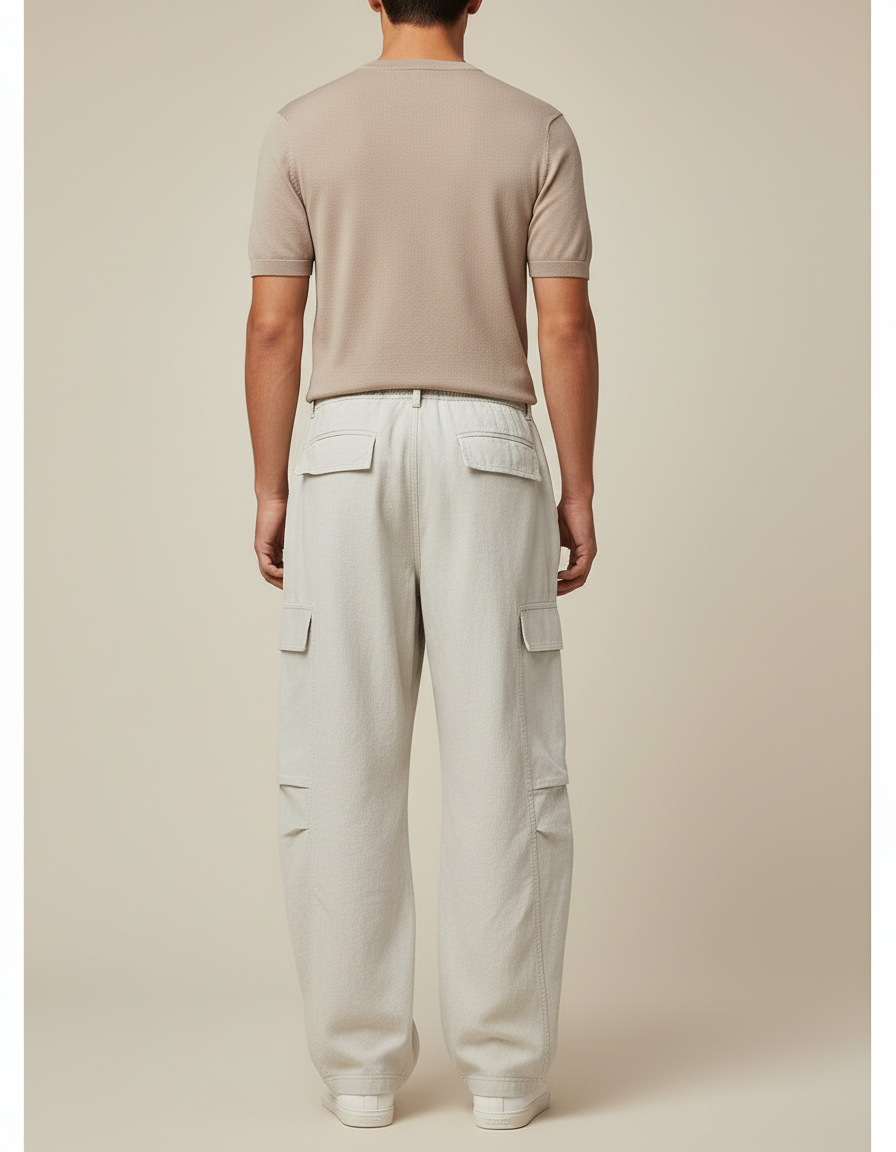 Pantalon Baggy Homme Beige Cargo - Gris Toile - vue 2