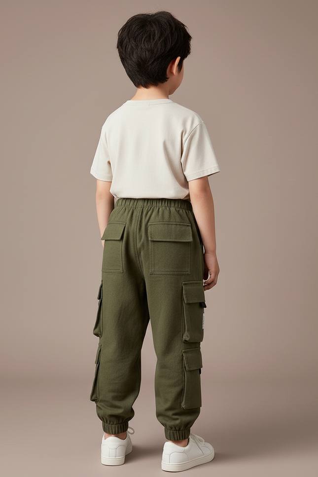 Pantalon Baggy Kaki Cargo Ample Enfant Molleton - vue 2