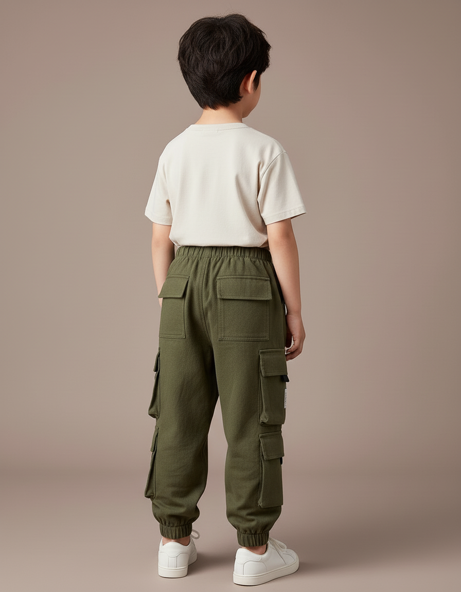 Pantalon Baggy Kaki Cargo Ample Enfant Molleton - vue 2