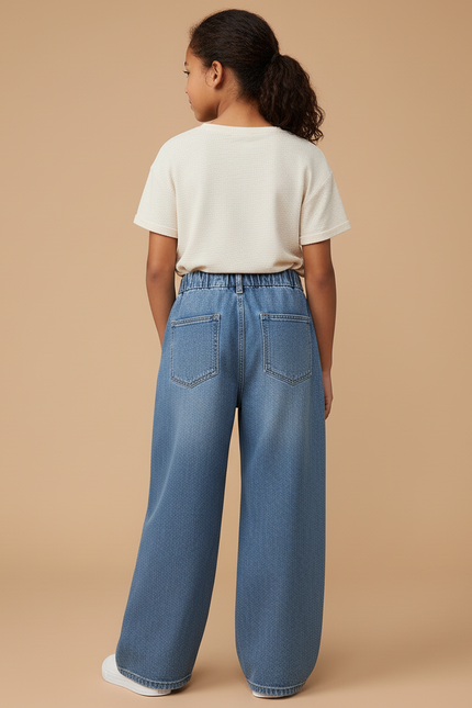 Pantalon Baggy Jean Bleu Enfant Décontracté Ample - vue 2