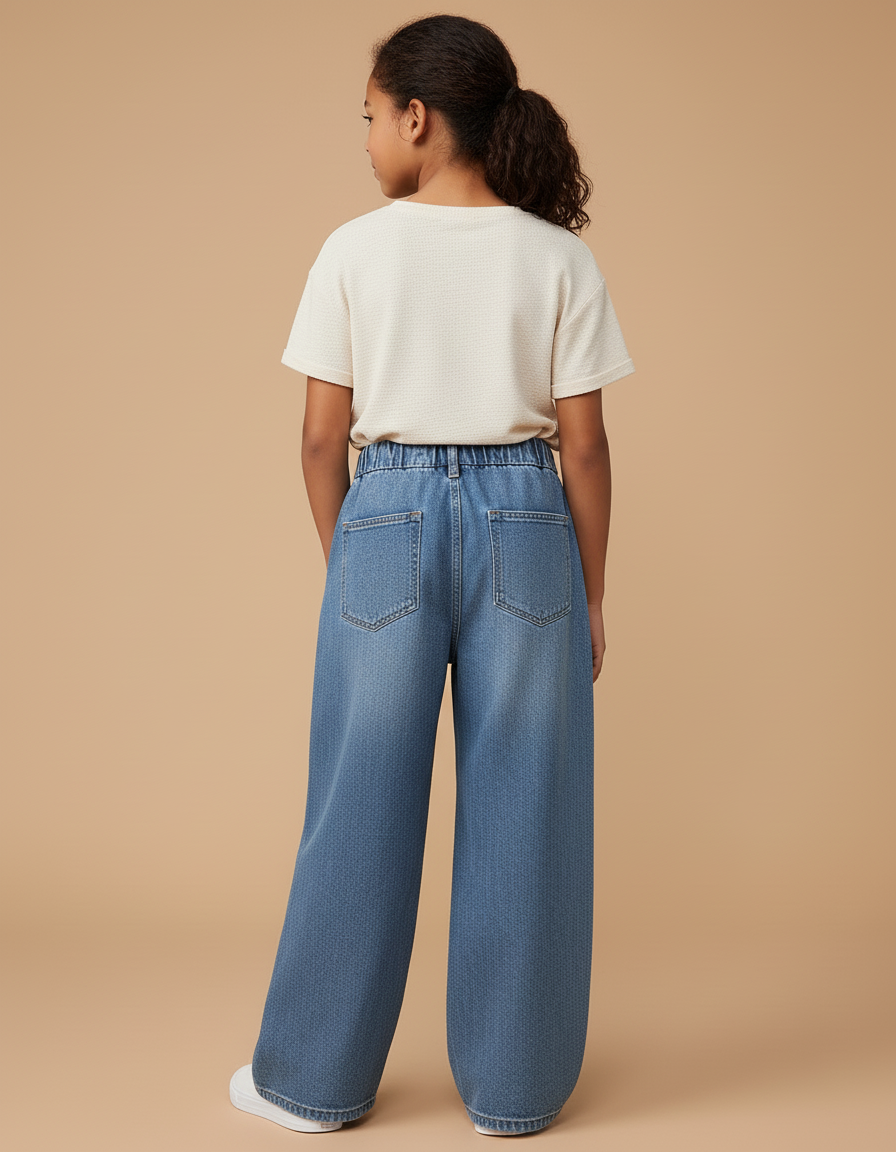 Pantalon Baggy Jean Bleu Enfant Décontracté Ample - vue 2