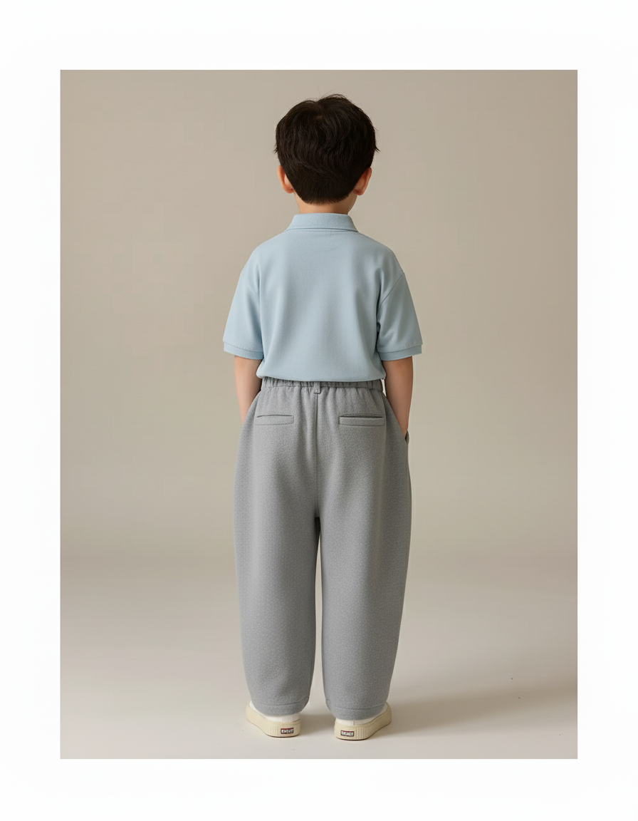 Pantalon Baggy Garçon Gris Jogging Coton - Molleton - vue 2