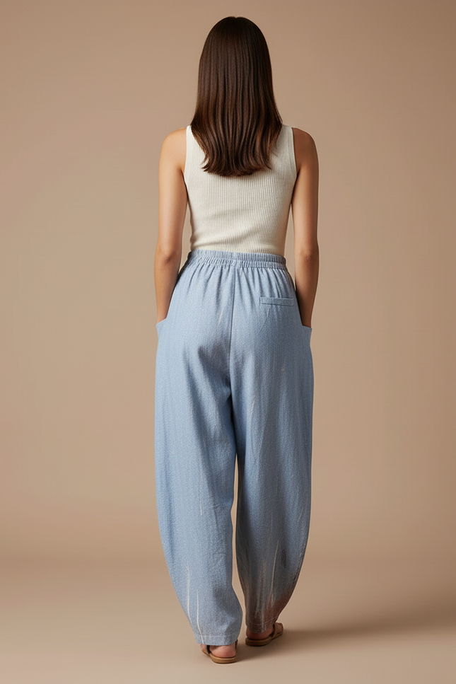 Pantalon Baggy Bleu Imprimé Chien Ample Décontracté Femme - Jean - vue 2