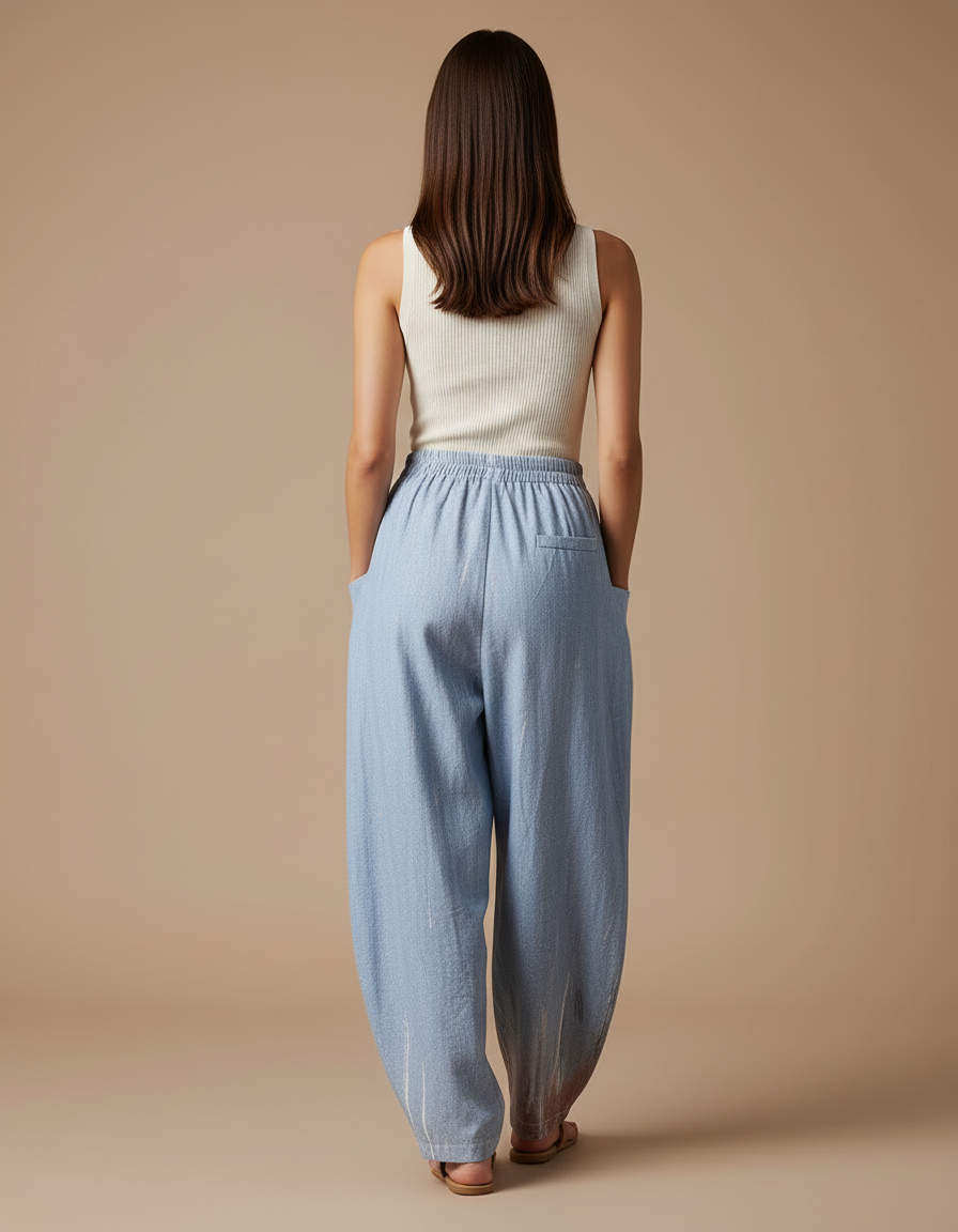 Pantalon Baggy Bleu Imprimé Chien Ample Décontracté Femme - Jean - vue 2