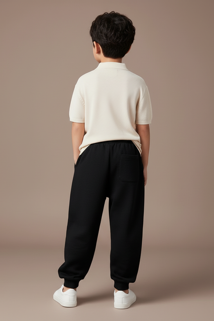 Pantalon Baggy Noir Ample Molleton Imprimé Enfant - vue 2