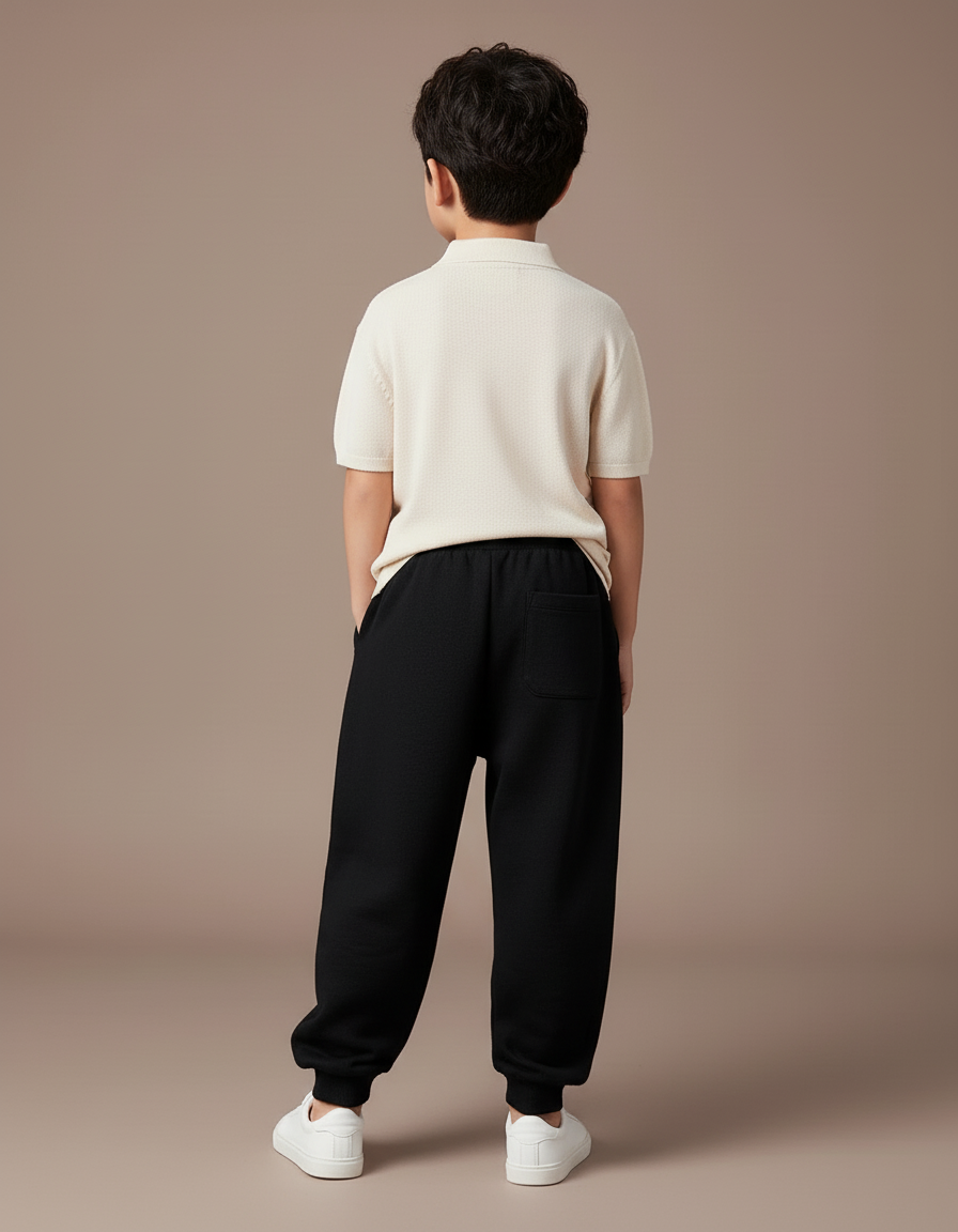 Pantalon Baggy Noir Ample Molleton Imprimé Enfant - vue 2