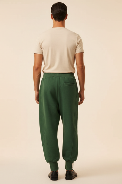 Pantalon Baggy Vert Ample Décontracté Homme Molletonné - vue 2