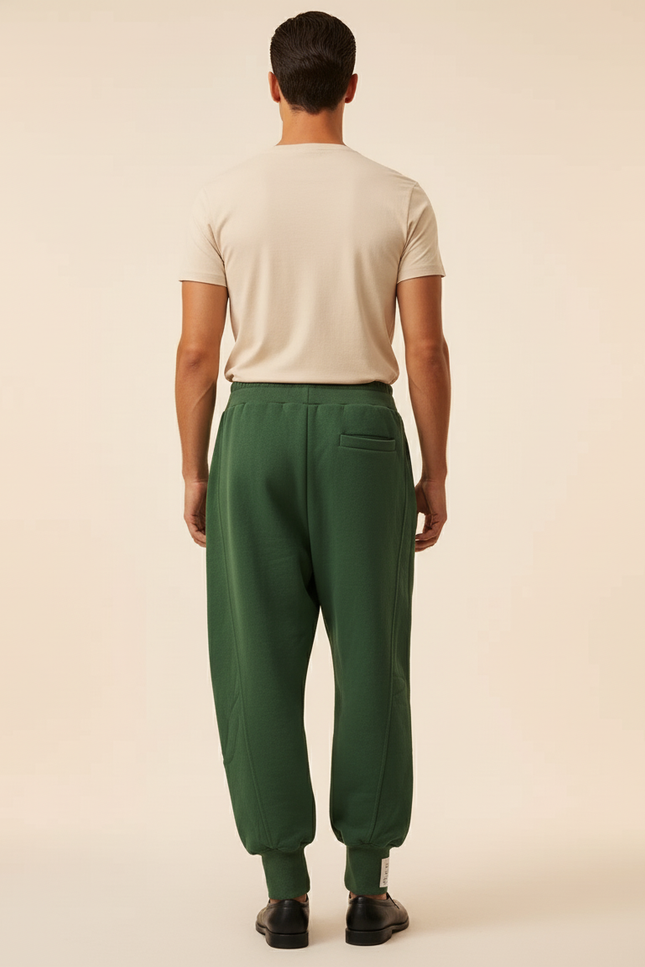 Pantalon Baggy Vert Ample Décontracté Homme Molletonné - vue 2