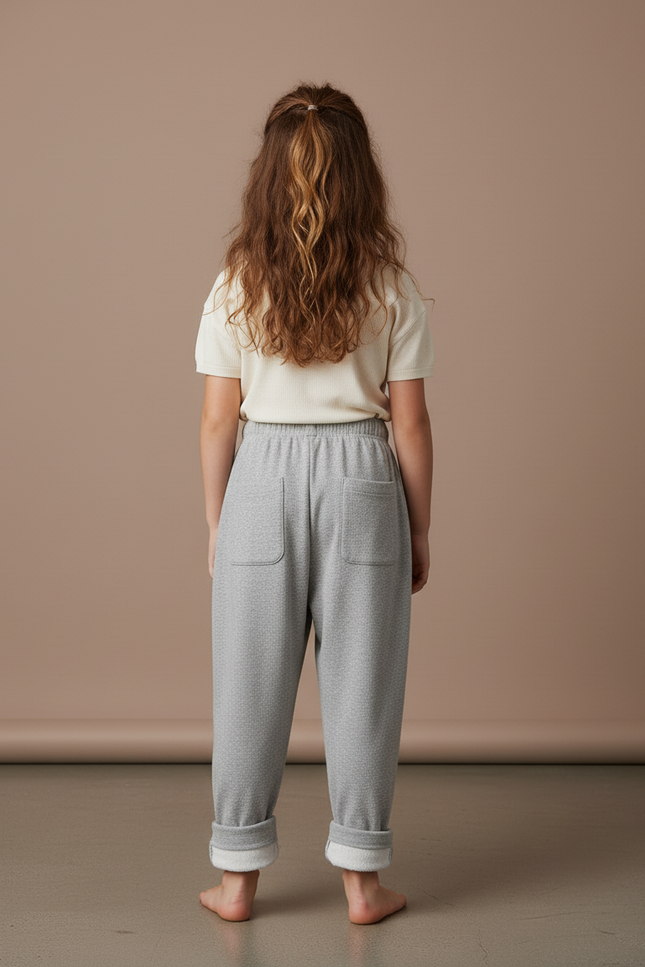 Pantalon Baggy Gris Chiné Décontracté Molletonné Enfant - vue 2