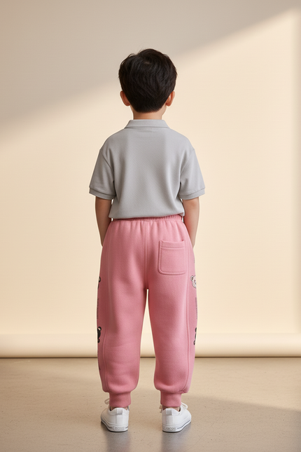Pantalon Baggy Rose Enfant Molletonné Ours Décontracté - vue 2