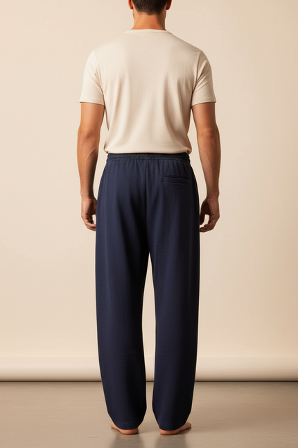 Pantalon Baggy Bleu Marine Ample Décontracté Homme Cordon - Molleton - vue 2