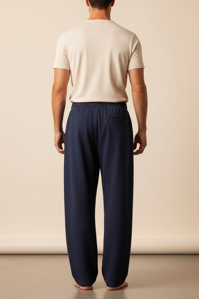 Pantalon Baggy Bleu Marine Ample Décontracté Homme Cordon - Molleton - vue 2