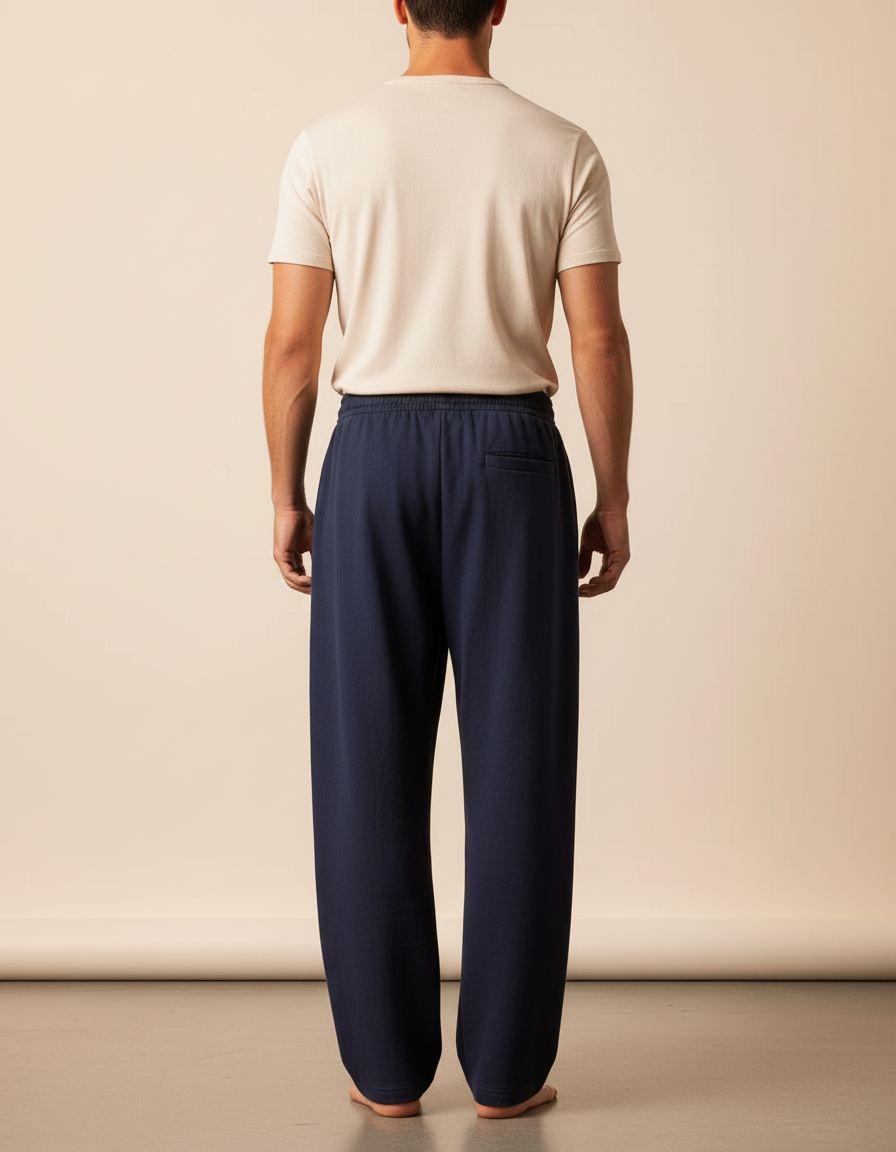 Pantalon Baggy Bleu Marine Ample Décontracté Homme Cordon - Molleton - vue 2