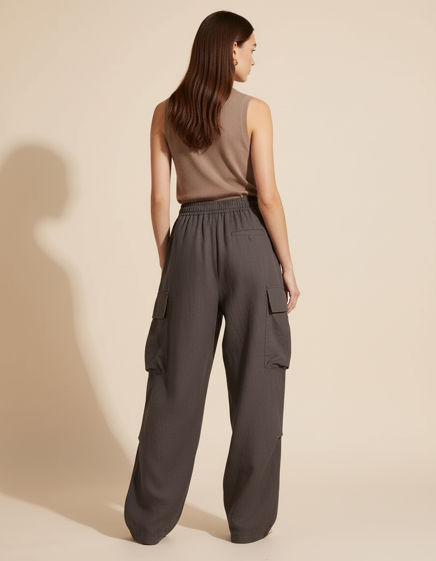Pantalon Baggy Militaire Femme - Kaki Lin - vue 2