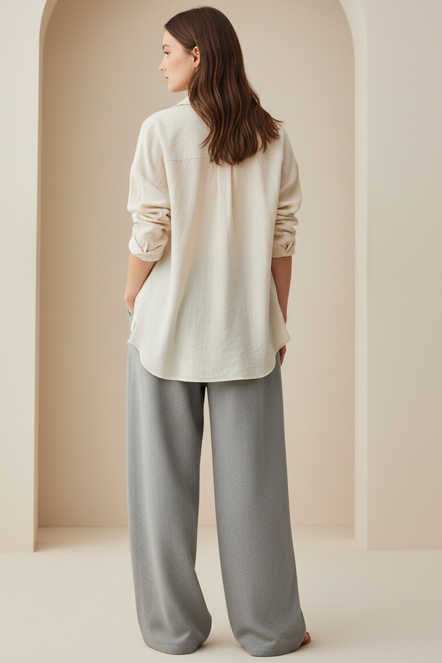 Pantalon Baggy Gris Ample Fluide Décontracté Femme - Molleton - vue 2