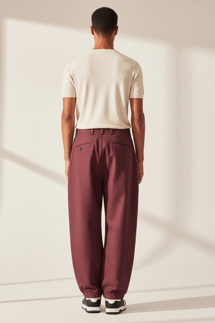 Pantalon Snow Baggy - Bordeaux Coton - vue 2