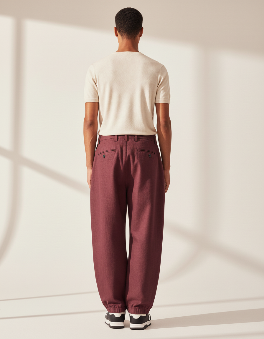 Pantalon Snow Baggy - Bordeaux Coton - vue 2