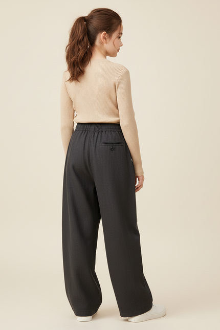 Pantalon Baggy Gris Ample Cargo Confortable Fille - Laine - vue 2